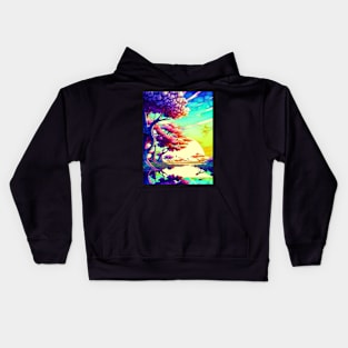 Pink Trees River Sunset Kids Hoodie